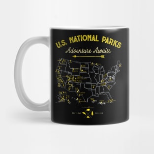 National Parks Map Camping Hiking Mug